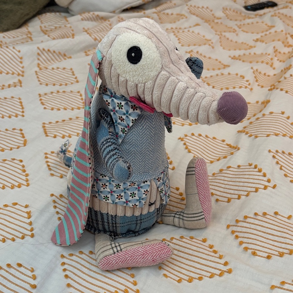 Deglingos (Nonos Dog) Patchwork Plush Toy with Stripes and Patterns